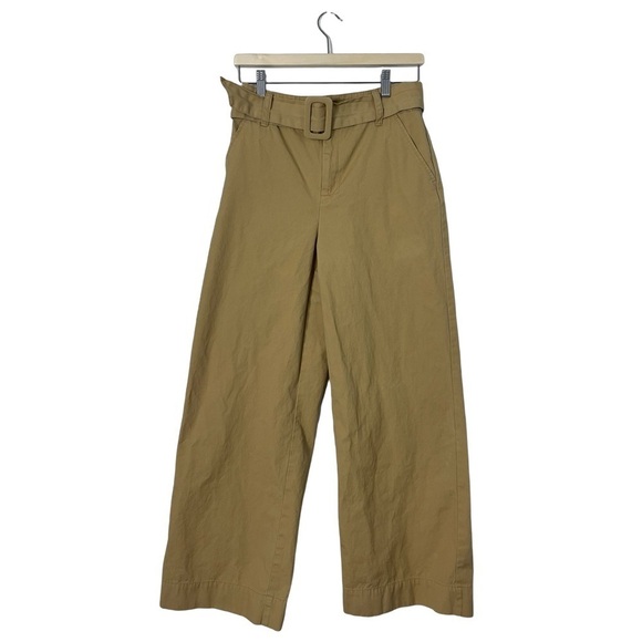 Who What Wear High Waist Wide Leg Belted Khaki Tan Cotton Pants - Size 2 - Picture 2 of 11